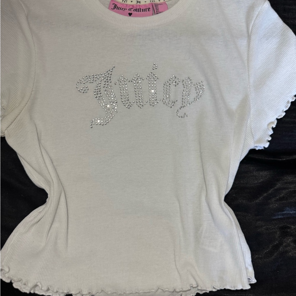 Juicy Couture X Forever 21 Collab White Crop Top with Rhinestone Embellishments